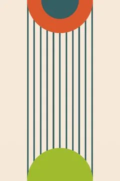 Modern boho linear geometric shapes wall art decor background Stock Illustration