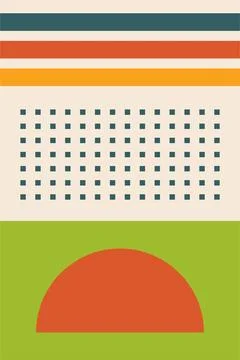 Modern boho linear geometric shapes wall art decor background Stock Illustration