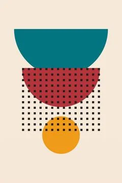Modern boho linear geometric shapes wall art decor background Stock Illustration
