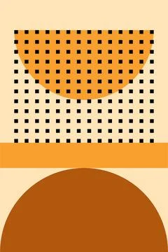 Modern boho linear geometric shapes wall art decor background Stock Illustration