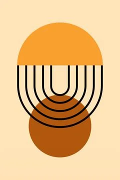 Modern boho linear geometric shapes wall art decor background Illustrazione stock