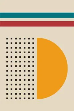 Modern boho linear geometric shapes wall art decor background Stock Illustration