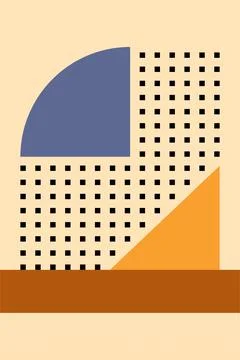 Modern boho linear geometric shapes wall art decor background Stock Illustration