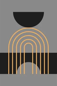 Modern boho linear geometric shapes wall art decor background Stock Illustration