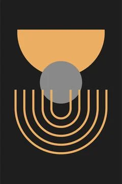 Modern boho linear geometric shapes wall art decor background Stock Illustration