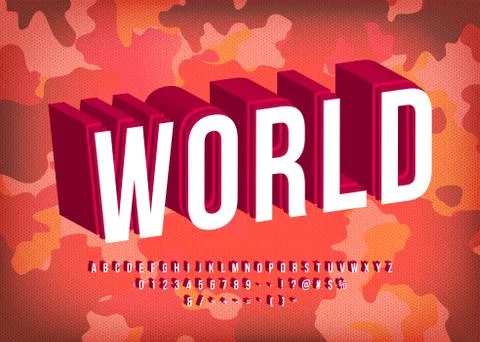 Modern Bold 3d Red Font for Headline Poster Title, 3 Dimension Alphabet Letters Illustrazione stock