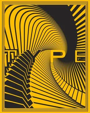 Modern Bold Geometric Type Poster Hypnotic Swirl Pattern Wall Decor Art 스톡 일러스트