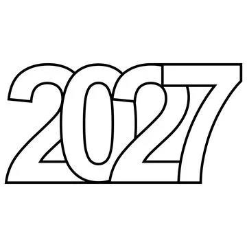 Modern bold outlined digits future year typography 2027 concept Stock-Illustration