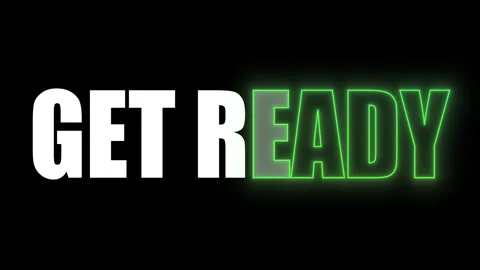 Modern Bold Text Animation Get Ready Glowing Neon Green Stroke Overlay Template 動画素材 337193716