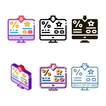 Modern bonus percent computer information icon vector outline Stock Illustration
