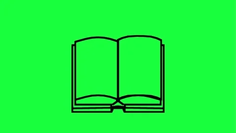 Modern book icon on green background for educational or literary use Stock Footage 331504026