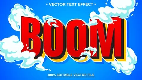 Modern Boom editable text style effect illustrator, vector design template Stock Illustration