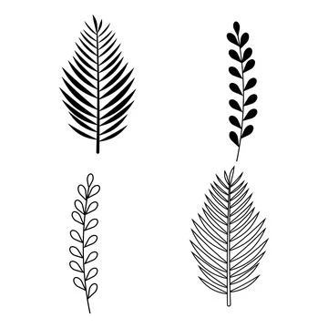 Modern Botanical Leaf Icons Simple Nature Elements Pack Stock Illustration
