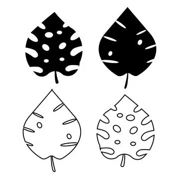 Modern Botanical Leaf Icons Simple Nature Elements Pack Stock Illustration