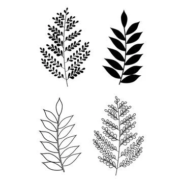 Modern Botanical Leaf Icons Simple Nature Elements Pack Stock Illustration