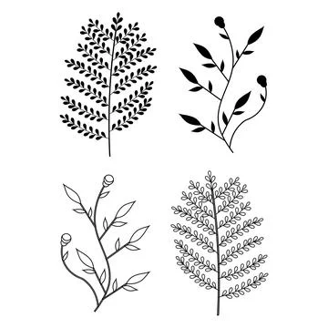 Modern Botanical Leaf Icons Simple Nature Elements Pack Stock Illustration