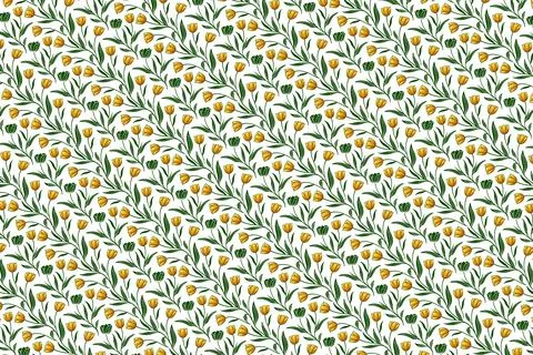 A modern botanical pattern with flat style tulips Stock Illustration