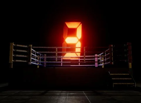 Modern Boxing Ring Round Number Three Stock Illustration