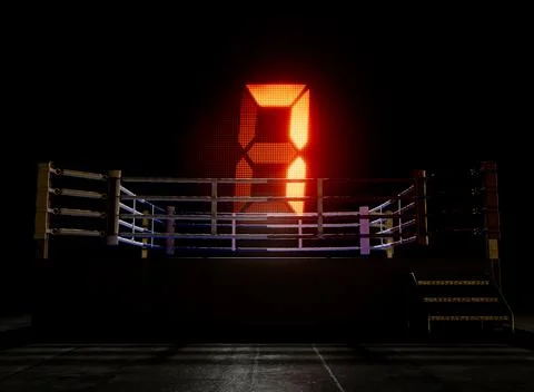 Modern Boxing Ring Round Number Seven Stock Illustration