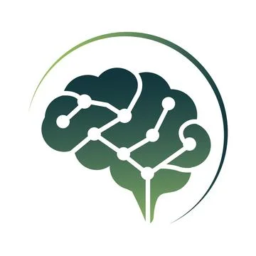 Modern Brain circle Deep Learning Icon Solid Style. Vector logo Design Stock Illustration