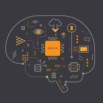 Modern Brain-Powered Technology Concept Illustration Stock Illustration