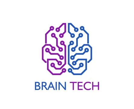 Modern brain tech emblem with circuit line pattern イラスト素材
