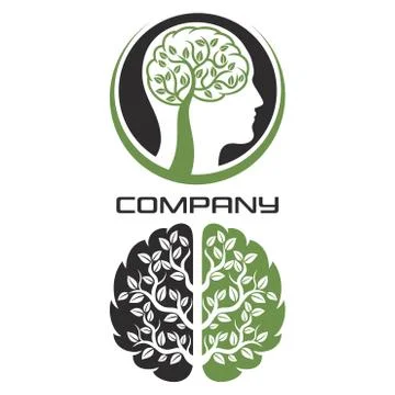 Modern brain tree logo Stock Illustration