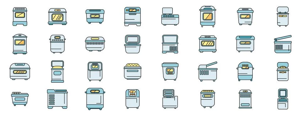 Modern bread makers and kitchen appliances baking delicious bread Stock Illustration