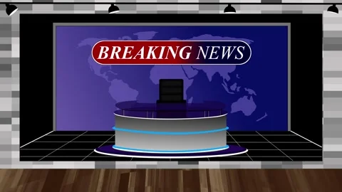 Modern breaking news tv studio set background animation Stock Footage 334765743