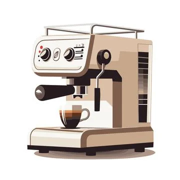 Modern Brew: Coffee Machine Vector Illustration Stock Illustration