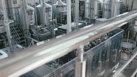 Modern brewery equipment inside beer production plant Stock Footage 337411479