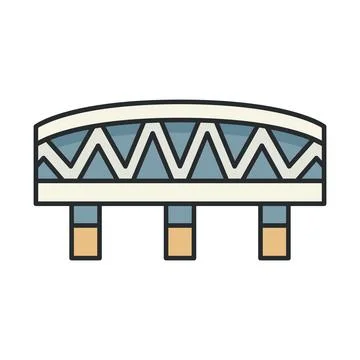Modern bridge with arched structure and geometric truss design. Illustratio.. Stock Illustration