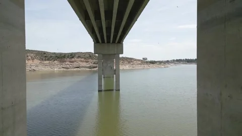 Modern bridge over Ebro river Stock Footage 259877043