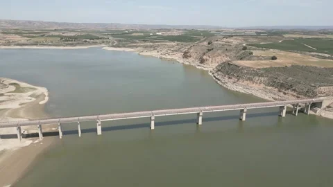 Modern bridge over Ebro river Stock Footage 259877388