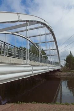 Modern bridge over river. 스톡 사진