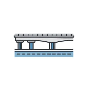 Modern bridge overpass side view urban road infrastructure illustration Stock Illustration
