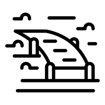 Modern bridge spanning river with clouds in background Illustrazione stock