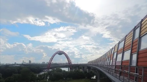 Modern bridge on a summer day timelapse Vidéo 79815557