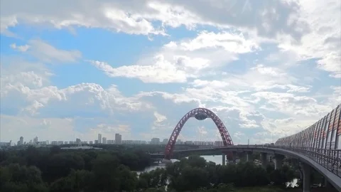 Modern bridge on summer timelapse 스톡 동영상 79815317