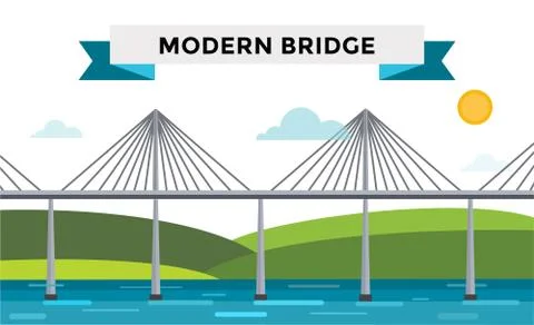 Modern bridge vector illustration Stock Illustration