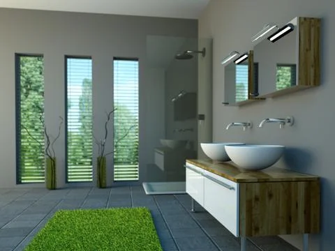 Modern bright bathroom interior design Stock Illustration