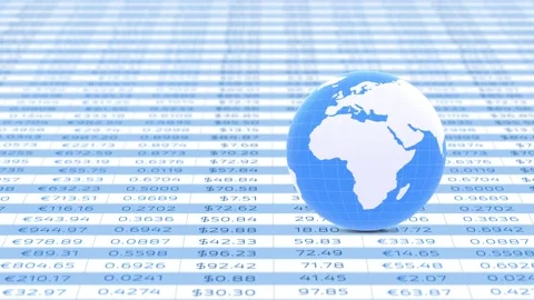 Modern bright blue business data chart with earth globe Stock Footage 229618547
