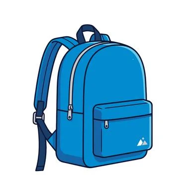 Modern Bright Blue School Backpack Illustration with Front Pocket and Adjus.. Stock Illustration