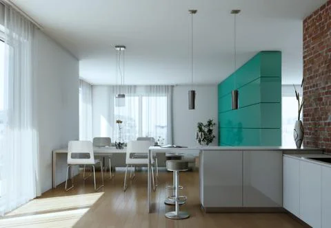 Modern bright flat interior design with sofas Stockillustratie