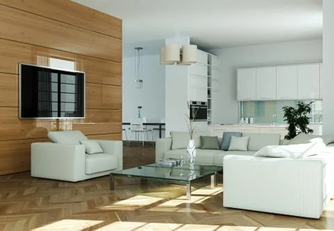 Modern bright flat interior design with sofas 스톡 일러스트