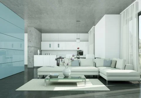 Modern bright flat interior design with sofas 스톡 일러스트