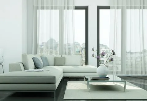 Modern bright flat interior design with sofas 스톡 일러스트