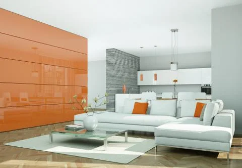 Modern bright flat interior design with sofas Stockillustratie