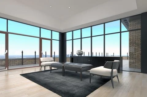 Modern bright interiors Stock Illustration