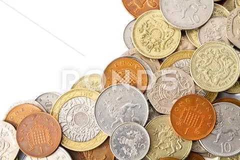 Modern British Coins with Copy Space Stock Photos